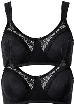 bonprix bonprix Sujetador sin aros de algodón orgánico (2 unidades) 2 unidades de color negro Outlet