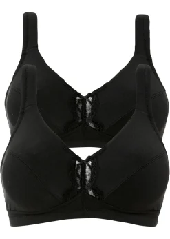 bonprix bonprix Sujetador sin aros de algodón orgánico (2 unidades) 2x negro Sale