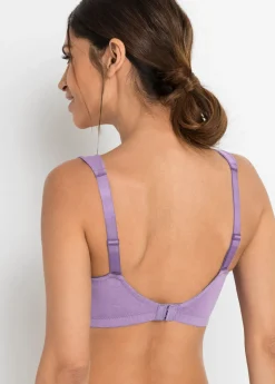 bonprix bonprix Sujetador sin aros de algodón orgánico (2 unidades) Lila + beige arena Hot