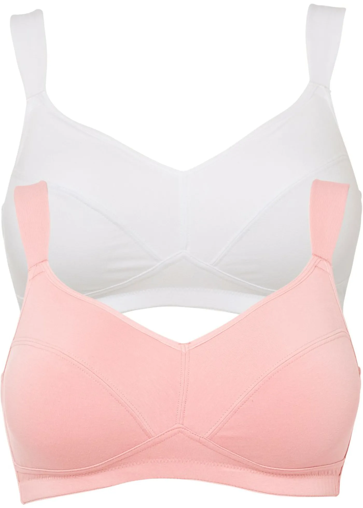 bonprix bonprix Sujetador sin aros de algodón orgánico (2 unidades) Blanco-rosa Discount