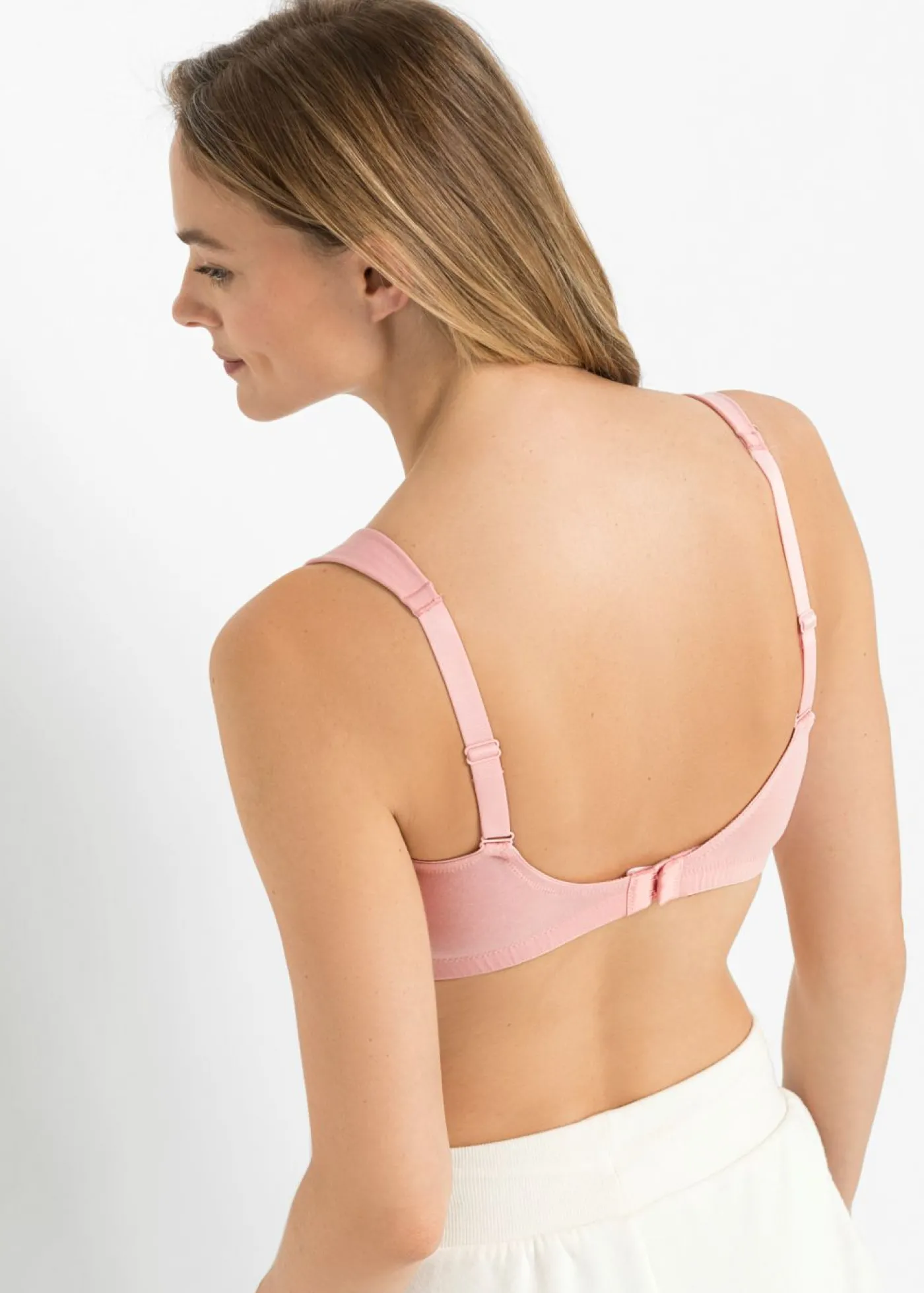 bonprix bonprix Sujetador sin aros de algodón orgánico (2 unidades) Blanco-rosa Discount