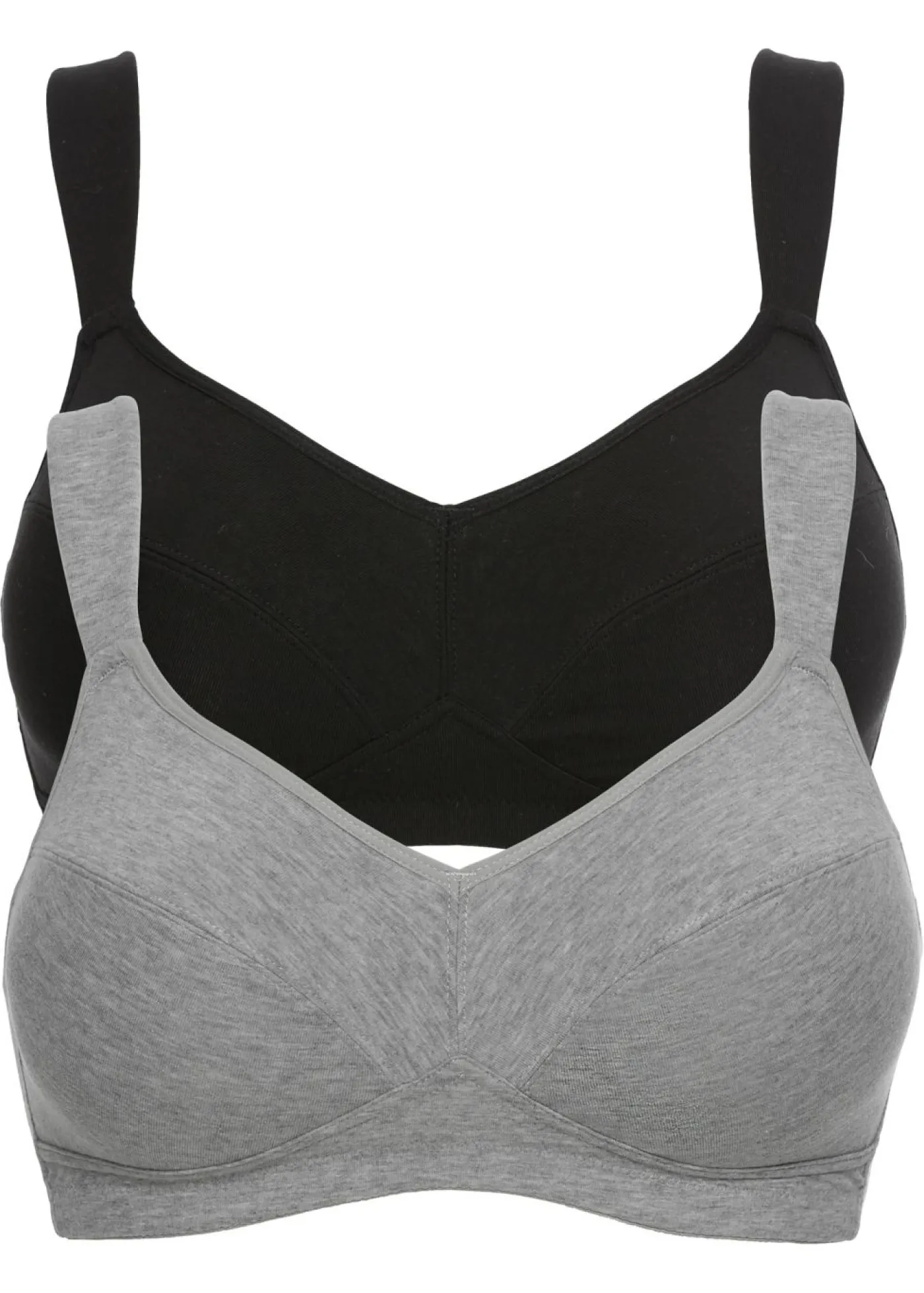 bonprix bonprix Sujetador sin aros de algodón orgánico (2 unidades) Negro-gris claro jaspeado Clearance