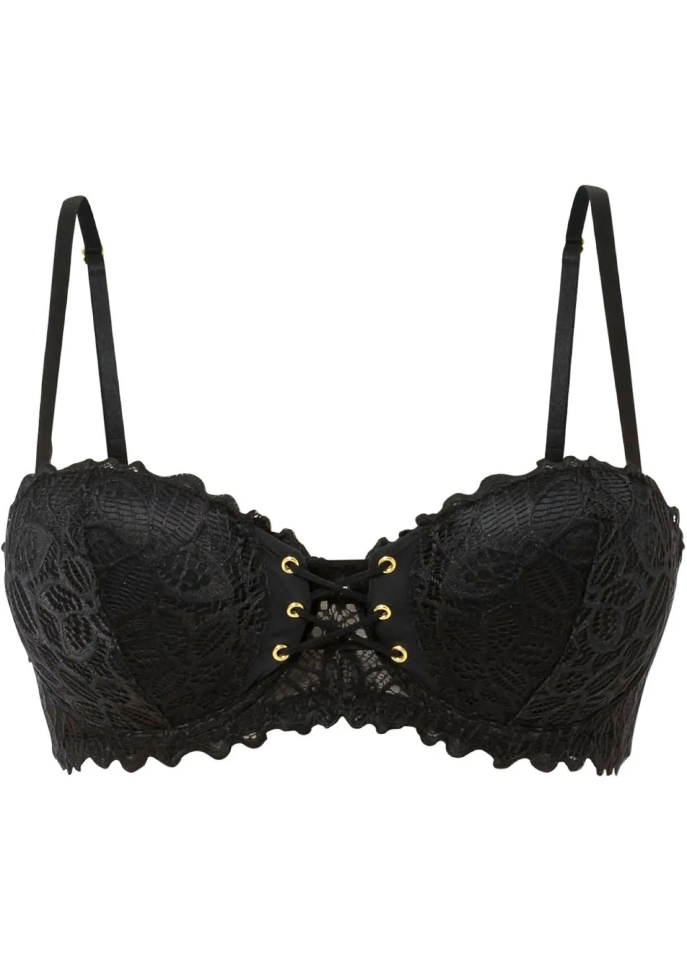 bonprix bonprix Sujetador tipo balconette de encaje fino Negro Clearance