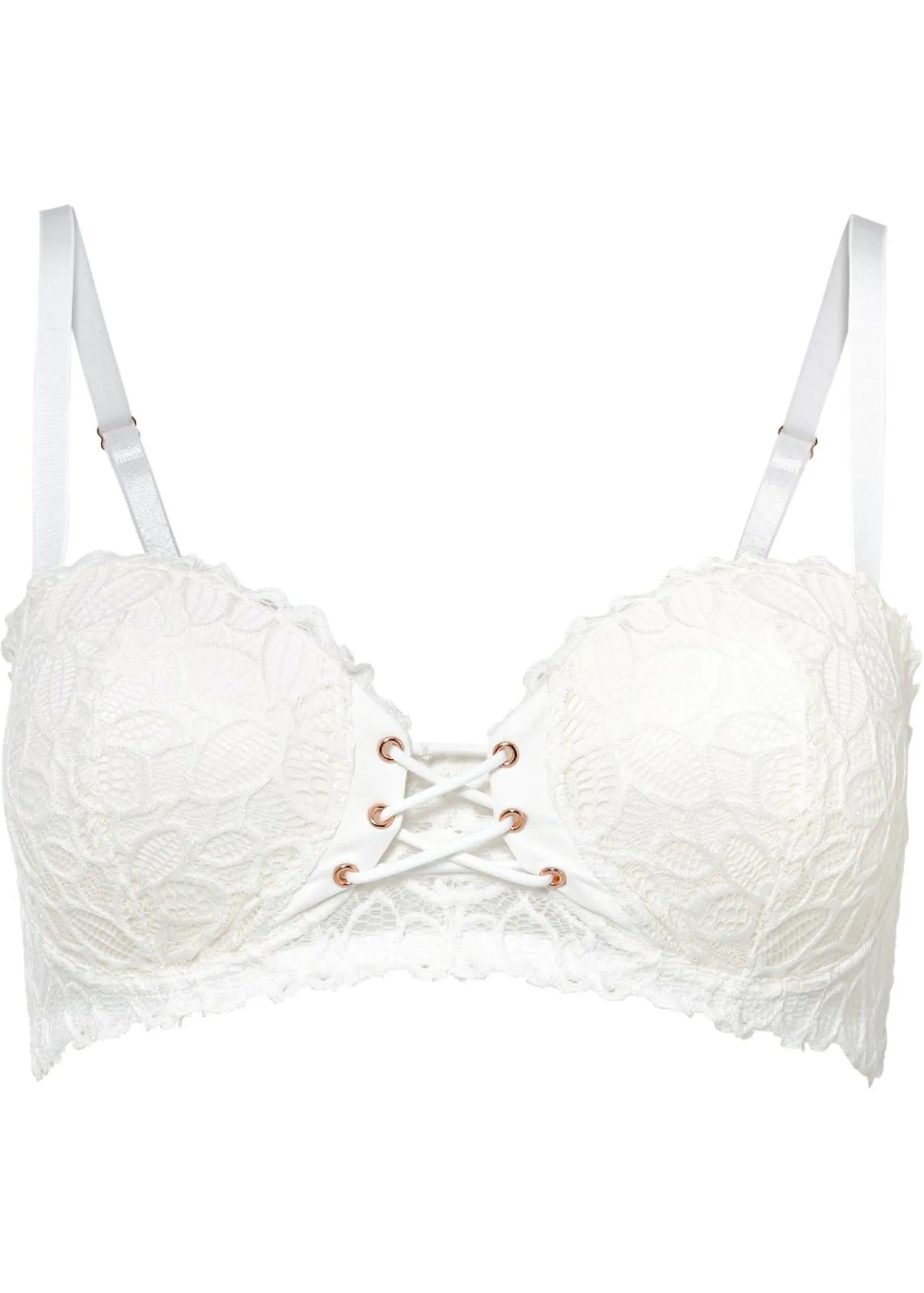 bonprix bonprix Sujetador tipo balconette de encaje fino Blanco Discount
