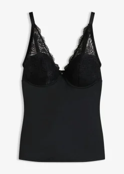 bonprix bonprix Sujetador tipo top con efecto moldeador medio y encaje Negro Online