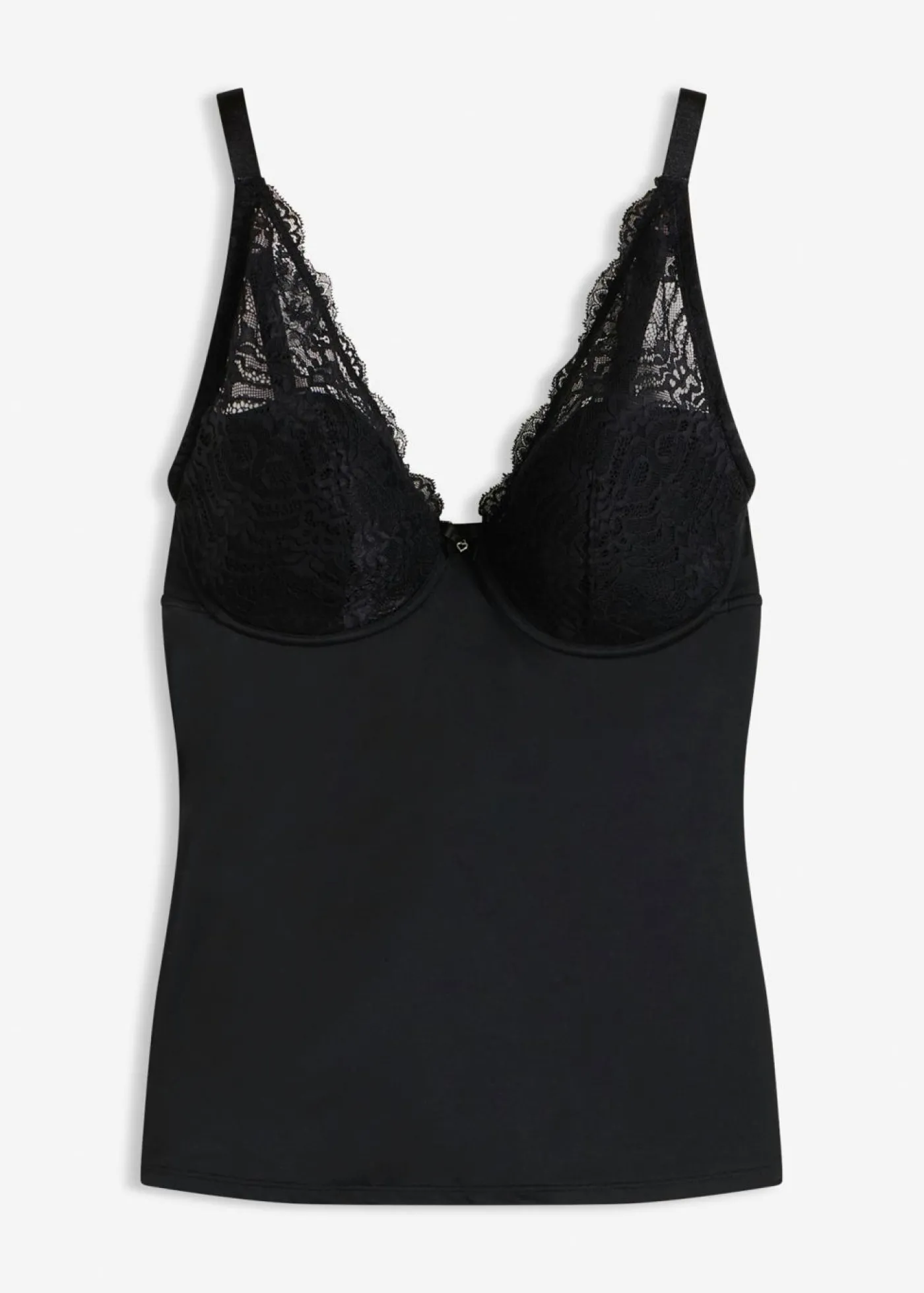 bonprix bonprix Sujetador tipo top con efecto moldeador medio y encaje Negro Outlet