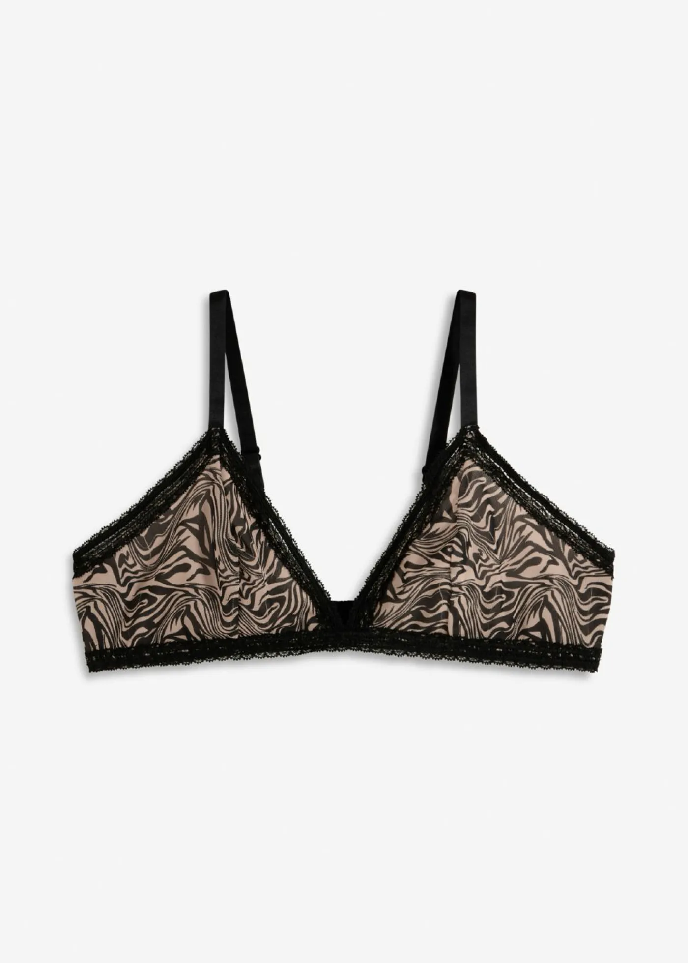 bonprix bonprix Sujetador triangular sin aros con malla estampada estampado cebra negro Sale