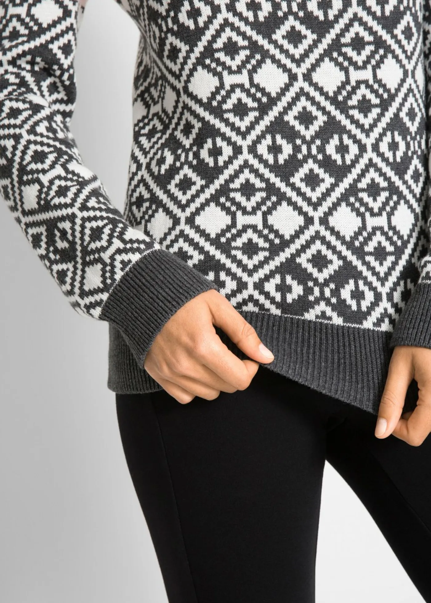 bonprix bonprix Suéter con estampado de diamante pizarra moteada Outlet
