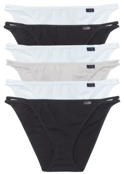 bonprix bonprix Tanga (6 unidades) negro-blanco-gris