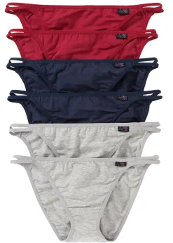 bonprix bonprix Tanga (6 unidades) Gris claro jaspeado/azul marino/rojo atardecer Sale