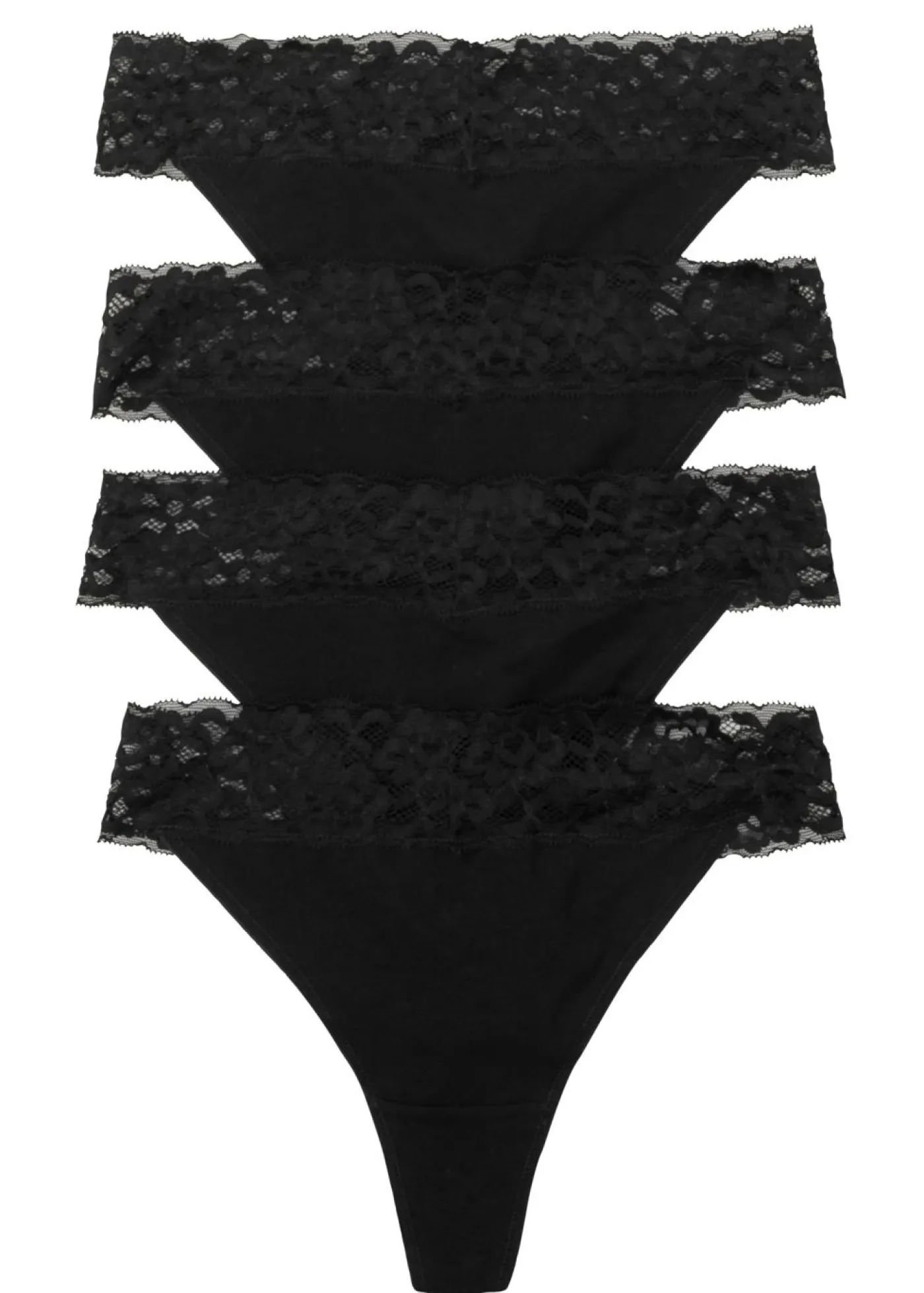 bonprix bonprix Tanga (4 unidades) con algodón Negro New