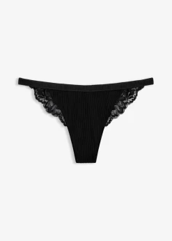 bonprix bonprix Tanga con canalé suave Negro Clearance