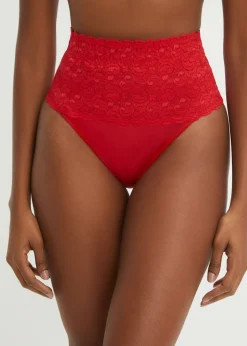 bonprix bonprix Tanga con efecto moldeador medio (2 unidades) Rojo salsa Discount