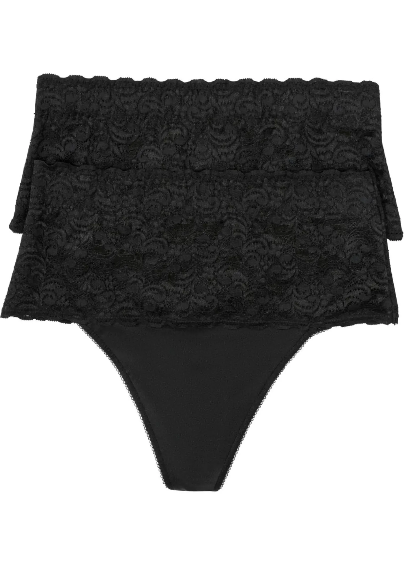 bonprix bonprix Tanga con efecto moldeador medio (2 unidades) Negro Sale