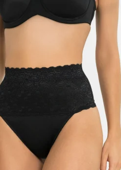bonprix bonprix Tanga con efecto moldeador medio (2 unidades) Negro Sale