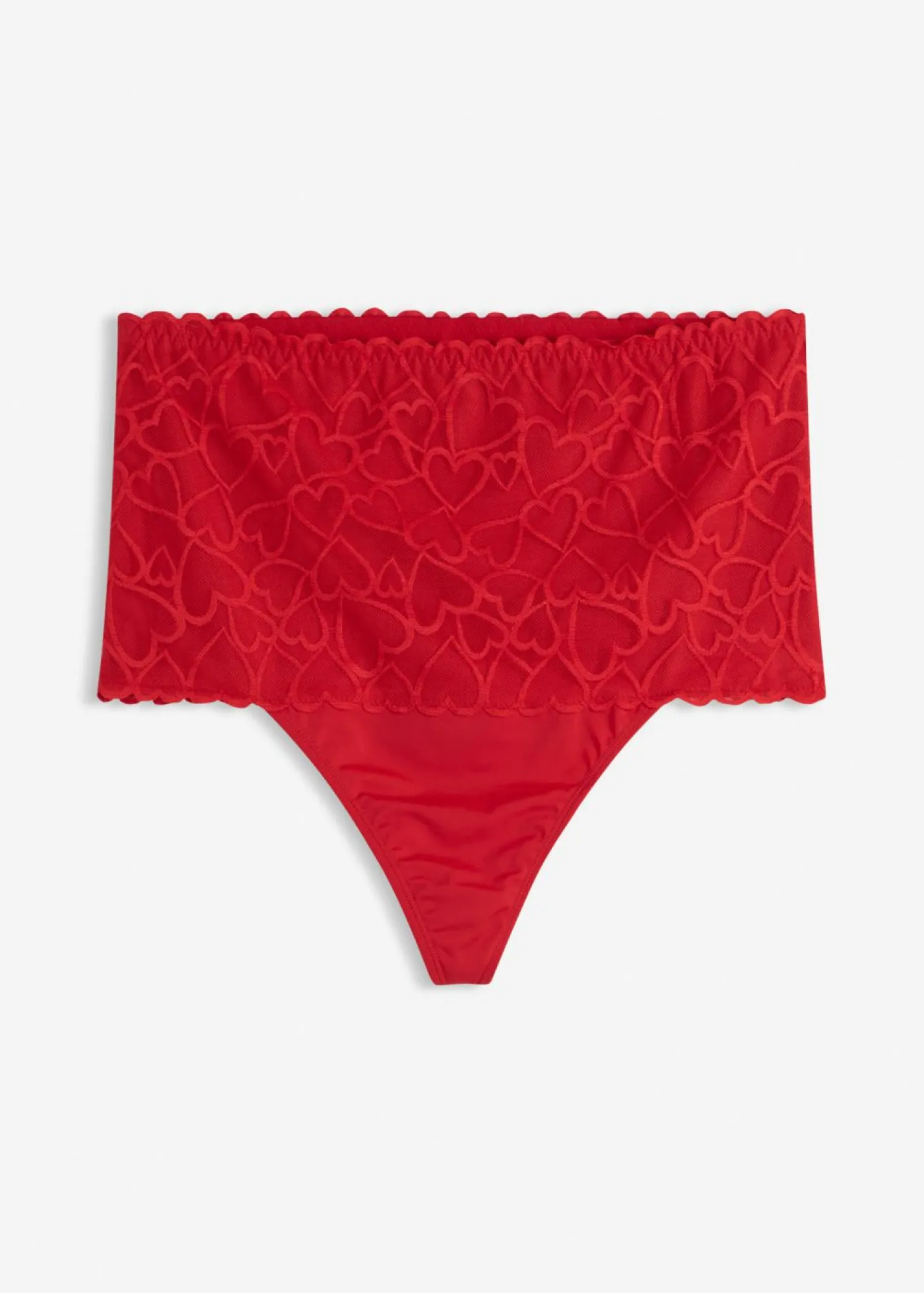 bonprix bonprix Tanga con efecto moldeador medio y encaje de corazones Rojo salsa