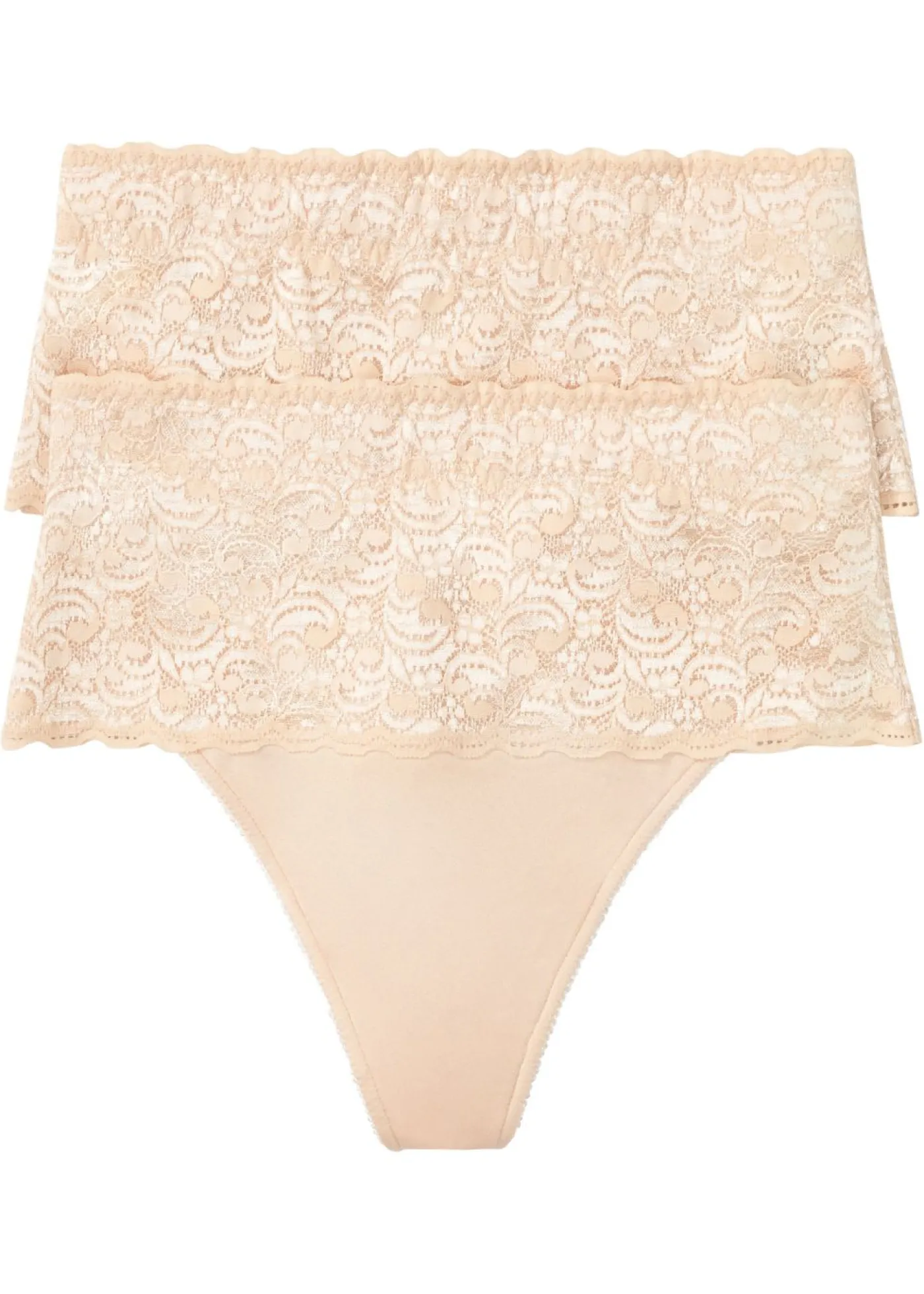 bonprix bonprix Tanga con efecto moldeador medio (2 unidades) Beige suave Clearance