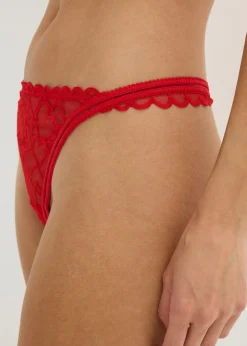 bonprix bonprix Tanga con encaje de corazones Rojo salsa Sale