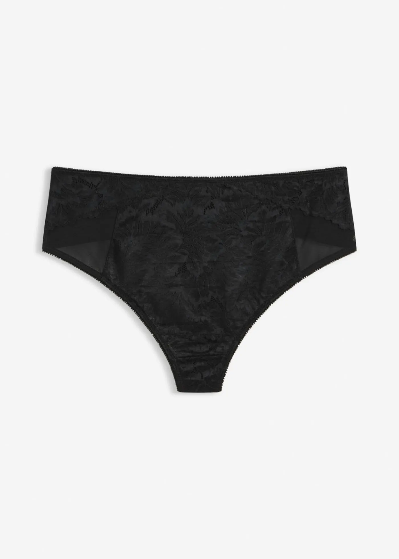 bonprix bonprix Tanga de talle alto con encaje delicado Negro Best