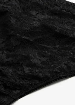 bonprix bonprix Tanga de talle alto con encaje delicado Negro Best