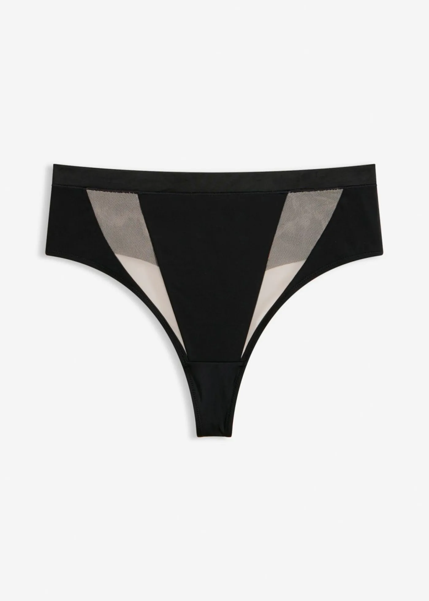 bonprix bonprix Tanga de talle alto con insertos transparentes negro-marrón claro Outlet