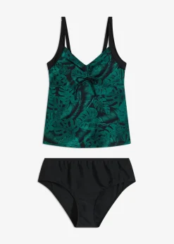 bonprix bonprix Tankini (2 piezas) con fruncido Negro-verde Hot