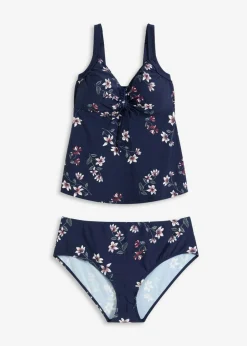 bonprix bonprix Tankini (2 piezas) con fruncido azul marino con flores