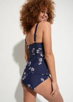 bonprix bonprix Tankini (2 piezas) con fruncido azul marino con flores