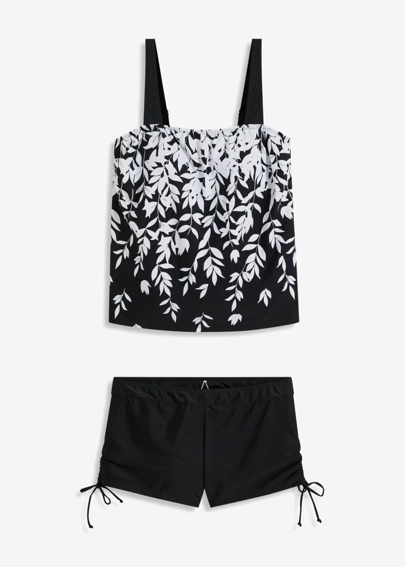 bonprix bonprix Tankini (2 piezas) con pantalón de baño blanco/negro con flores Clearance