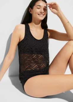 bonprix bonprix Tankini (2 piezas) de encaje Negro Outlet