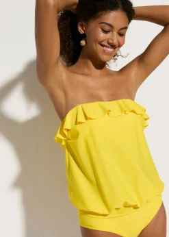 bonprix bonprix Tankini bandeau (2 piezas) con tirantes multiposición limón Online