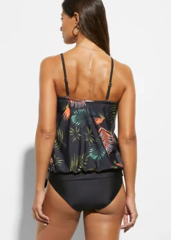 bonprix bonprix Tankini bandeau (2 piezas) con tirantes multiposición negro / verde floral Discount