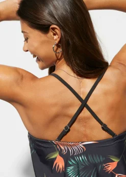 bonprix bonprix Tankini bandeau (2 piezas) con tirantes multiposición negro / verde floral Discount