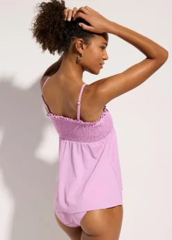 bonprix bonprix Tankini bandeau con nido de abeja (2 piezas) Malva