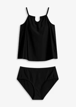 bonprix bonprix Tankini con aberturas en el escote (2 piezas) Negro Hot
