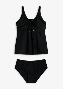 bonprix bonprix Tankini con cordones (2 piezas) Negro Clearance