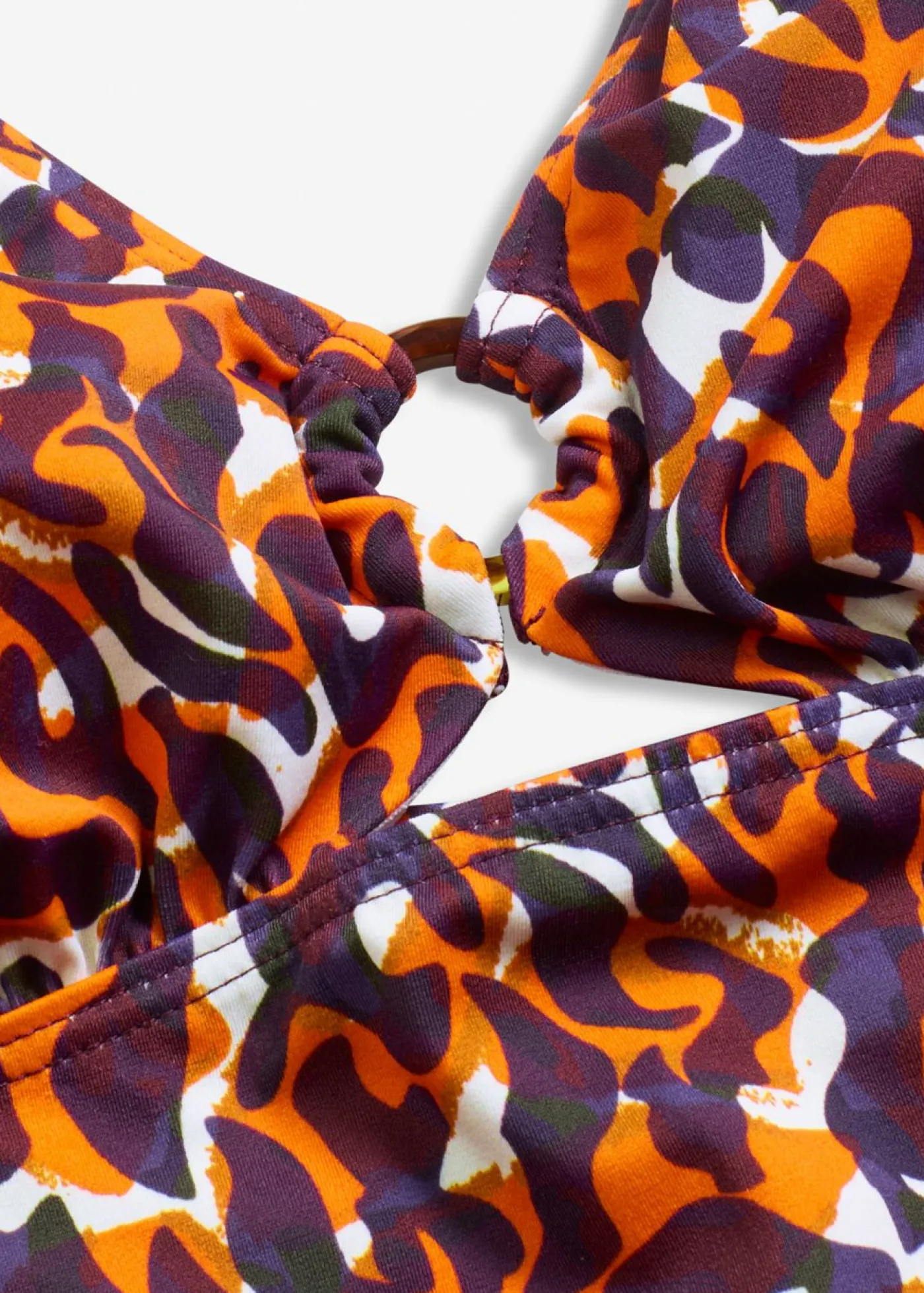 bonprix bonprix Tankini con cuello halter (2 piezas) con detalle de anilla estampado leo púrpura-marrón claro Sale