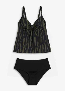 bonprix bonprix Tankini con detalle de anilla (2 piezas) Caqui-negro Discount