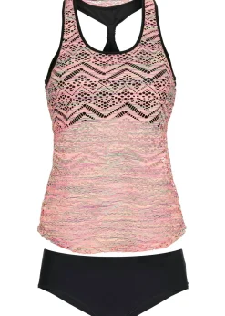 bonprix bonprix Tankini con encaje elástico (2 piezas) Rosa de rayas Discount