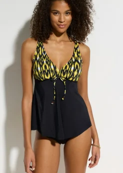 bonprix bonprix Tankini con tirantes anchos (2 piezas) Negro-amarillo