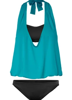 bonprix bonprix Tankini (juego de 3 piezas) Negro-azul claro