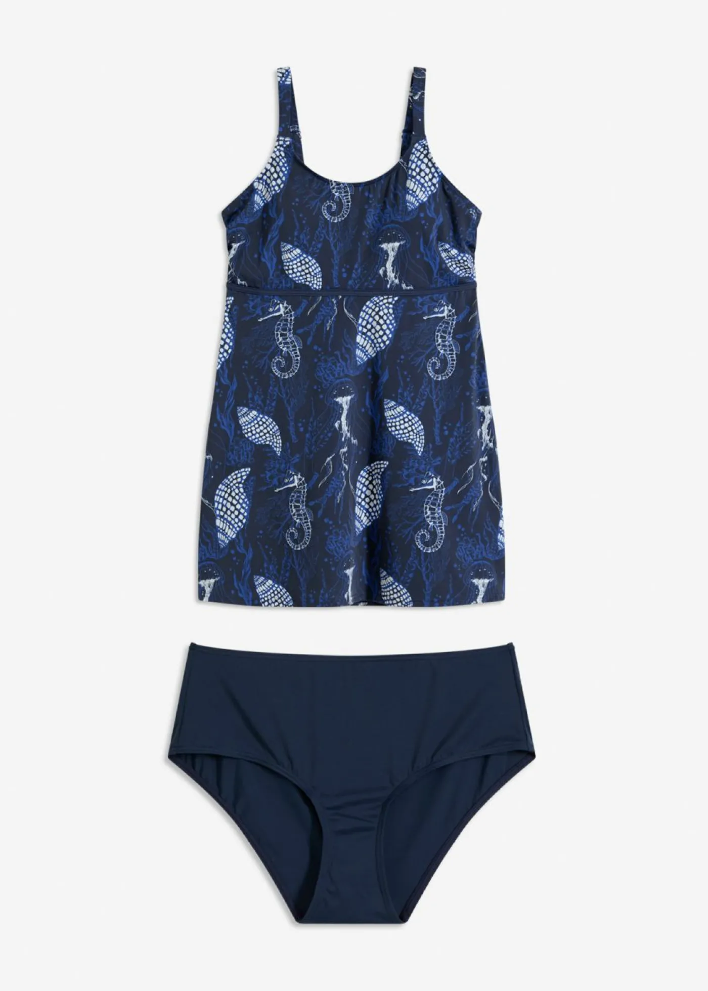bonprix bonprix Tankini largo (2 piezas) Azul marino estampado Discount
