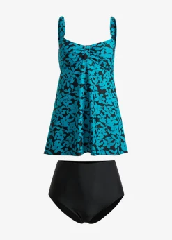 bonprix bonprix Tankini largo (2 piezas) Negro-turquesa Sale