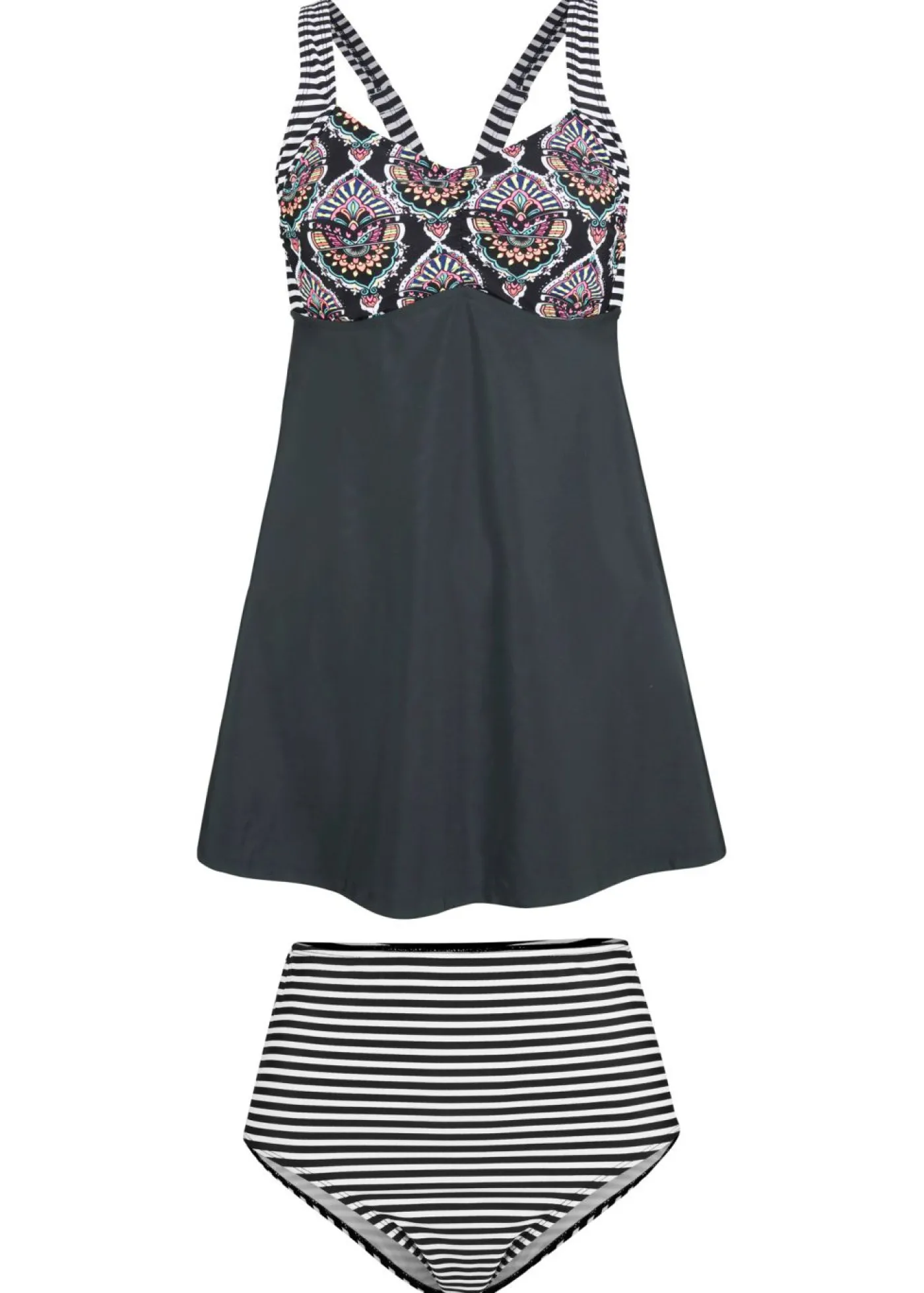 bonprix bonprix Tankini largo (2 piezas) con braguita high waist Negro Outlet