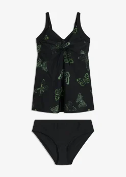 bonprix bonprix Tankini largo con escote en V (2 piezas) negro/oliva Clearance