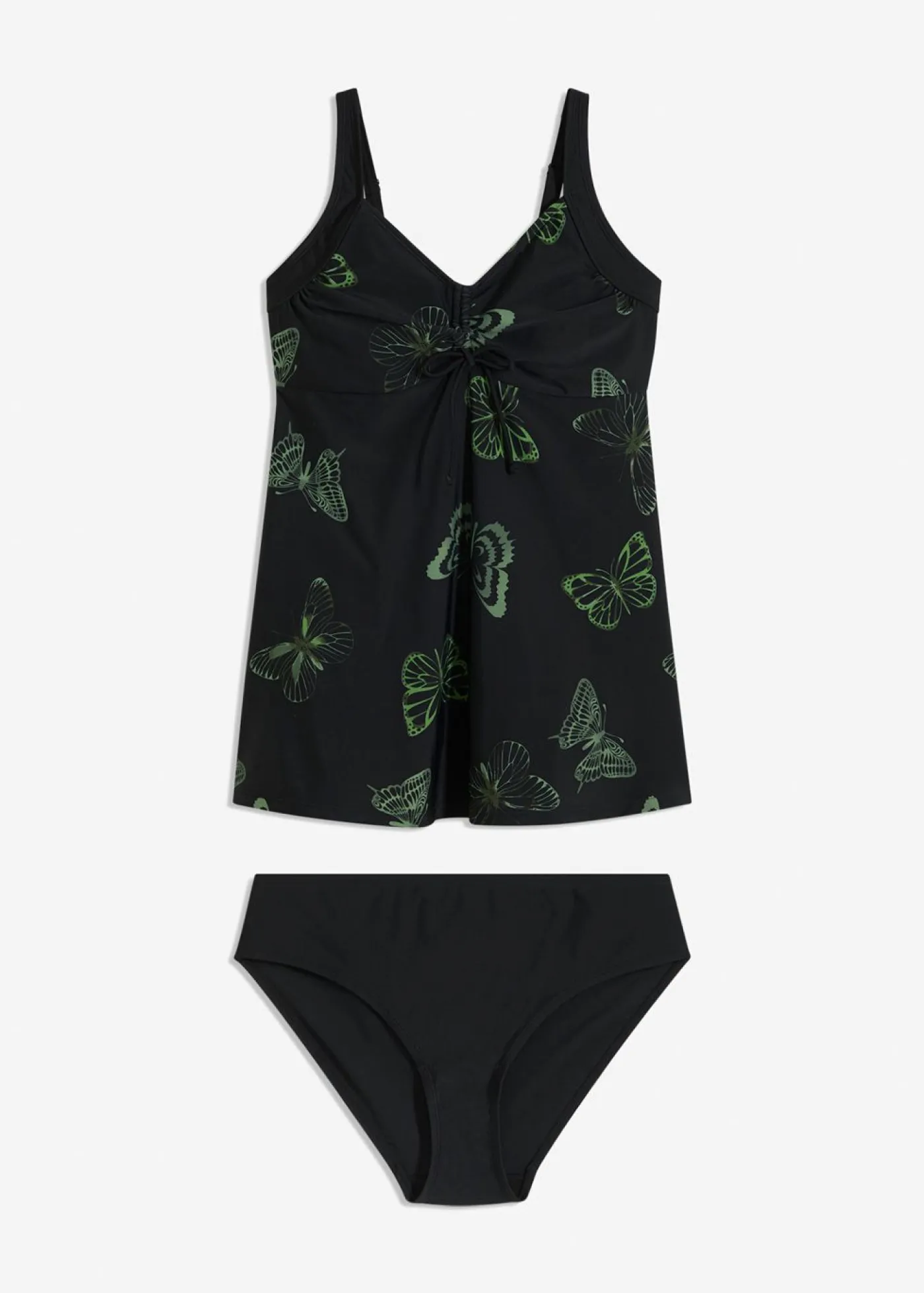 bonprix bonprix Tankini largo con escote en V (2 piezas) negro/oliva Clearance