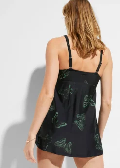 bonprix bonprix Tankini largo con escote en V (2 piezas) negro/oliva Clearance