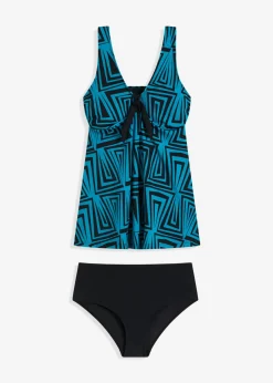 bonprix bonprix Tankini largo con tirantes anchos (2 piezas) Negro-turquesa