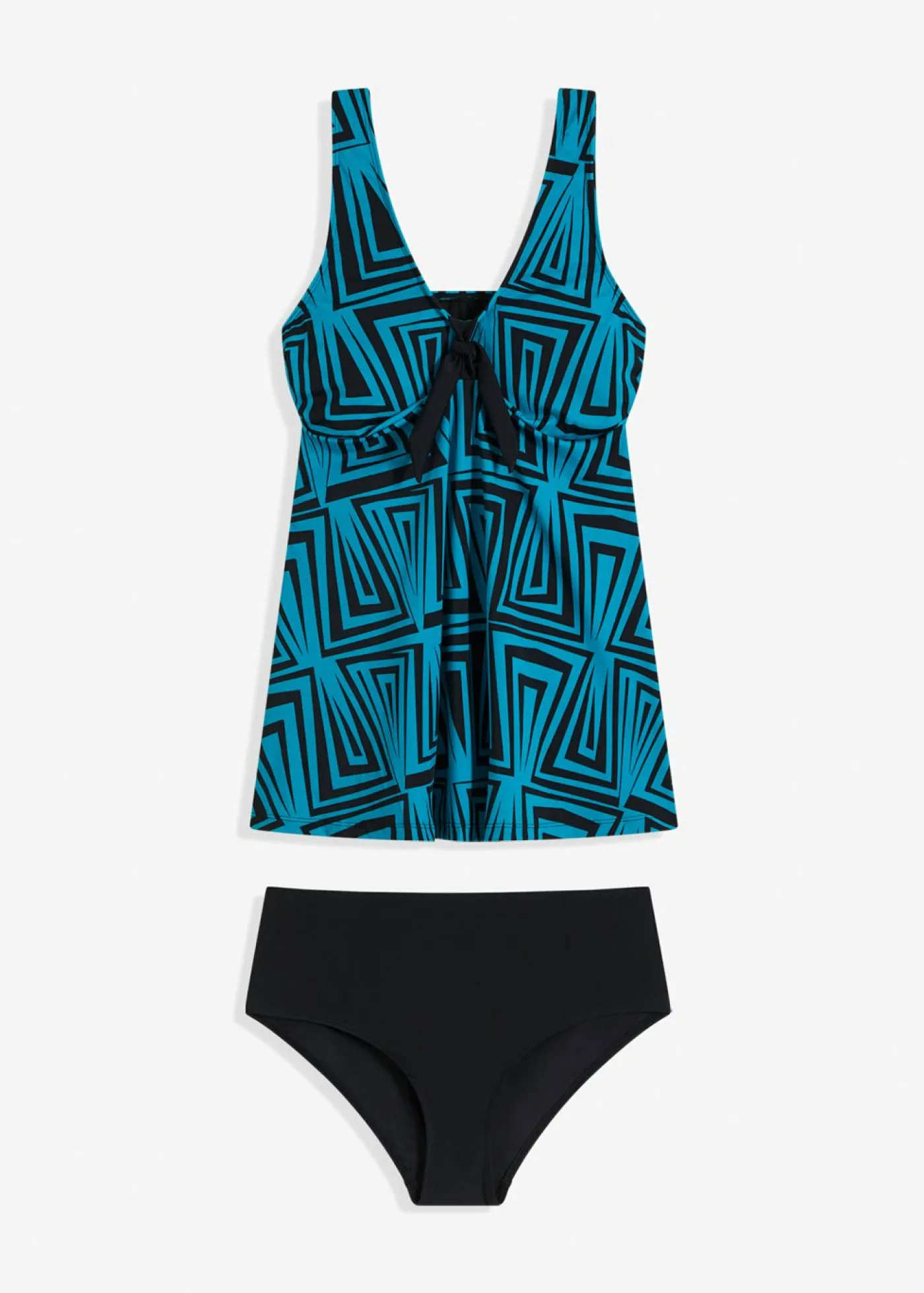 bonprix bonprix Tankini largo con tirantes anchos (2 piezas) Negro-turquesa