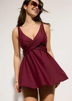 bonprix bonprix Tankini largo (2 piezas) con escote en V rojo avellana New